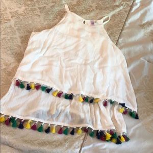 NWT-Francesca’s High neck tassel top
